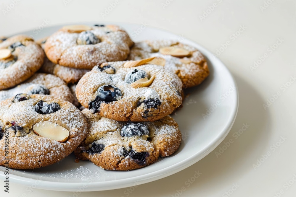 Almond Blueberry Cookies: Powdered Sugar Delight