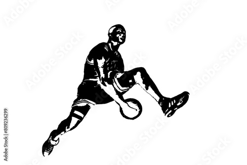 straight vector image silhouette modern basketball exercises stretching, beauty, body line art. For use as a brochure template or for use in web design. © Giovanni.Seabra