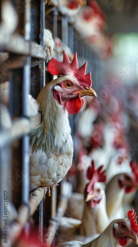 Vertical Shot of Chickens in Rural Farming Environment