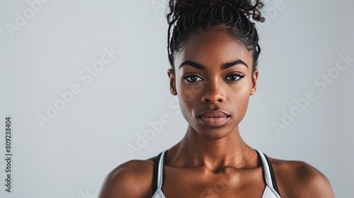 Confident Young Black Woman in Casual Attire Posing in Studio