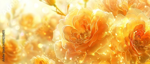 Golden roses in full bloom  glowing with radiant yellow hues and intricately layered petals that convey warmth and joy