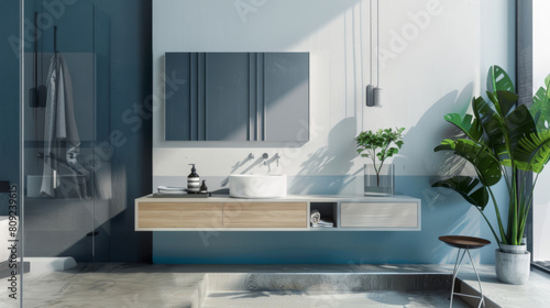 An Artistic Illustration of the Fusion of Style and Serenity in Modern Bathroom D  cor