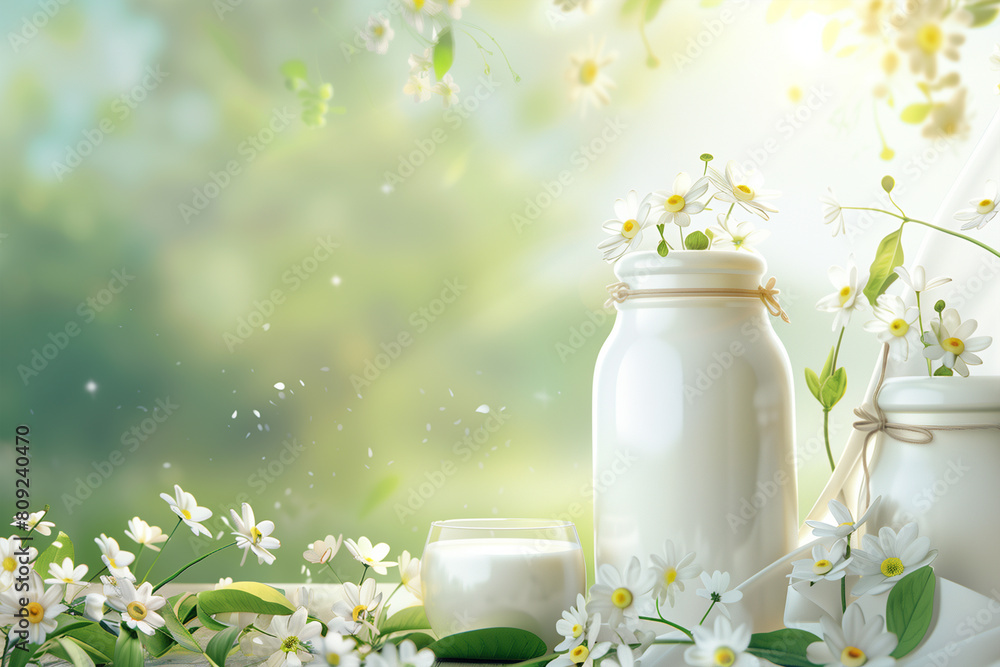 Celebrating Happy Milk Day With Fresh Milk and Flowers in a Serene Setting Celebrating Happy Milk Day With Fresh Milk and Flowers in a Serene Setting