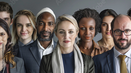 the diverse group of business people standing 