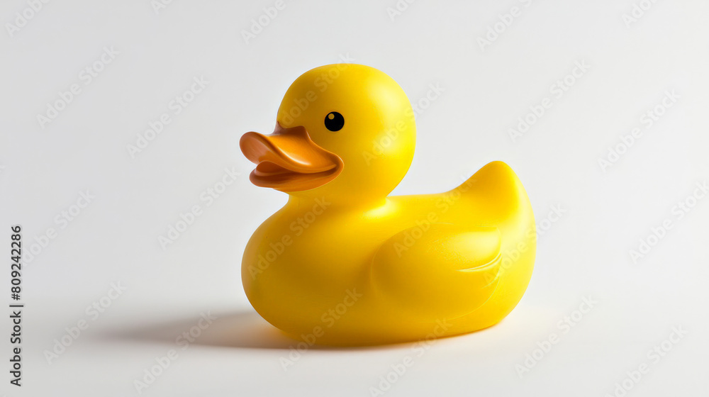 Bright yellow rubber duck isolated on a white background Bright yellow rubber duck isolated on a white background
