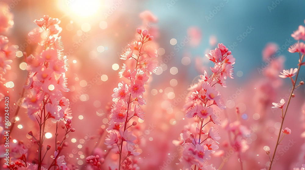 pink flowers in the morning with blurred background