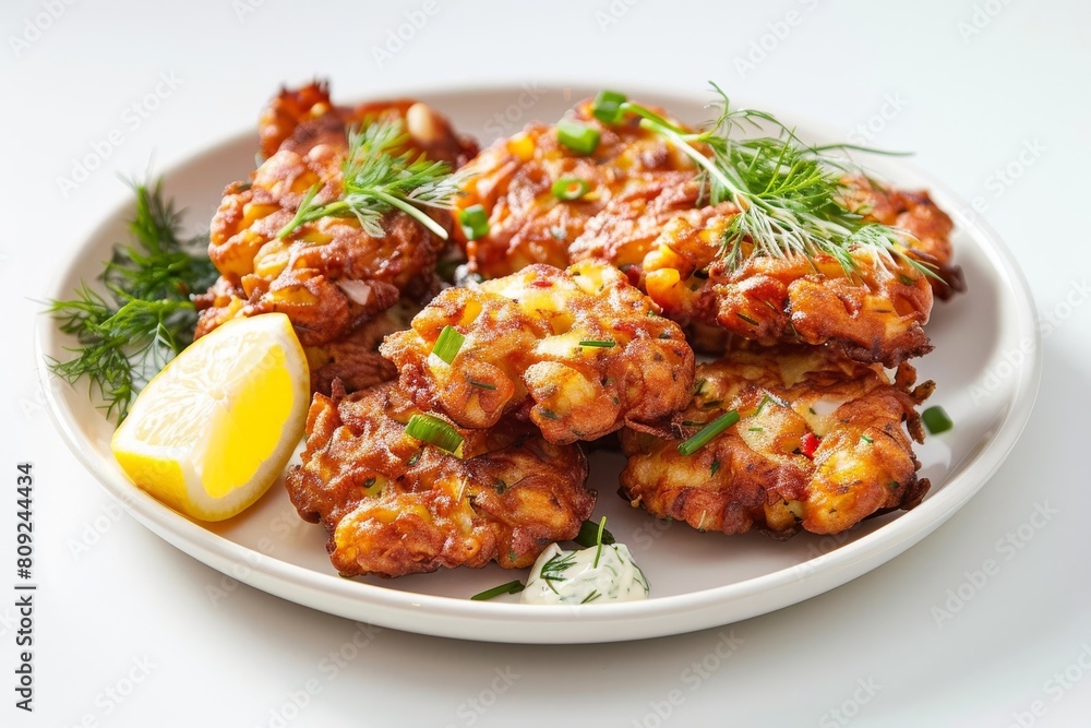 Gator Tail Fritters Crafted with Fresh Dill and a Vibrant Lemon Garnish Gator Tail Fritters Crafted with Fresh Dill and a Vibrant Lemon Garnish