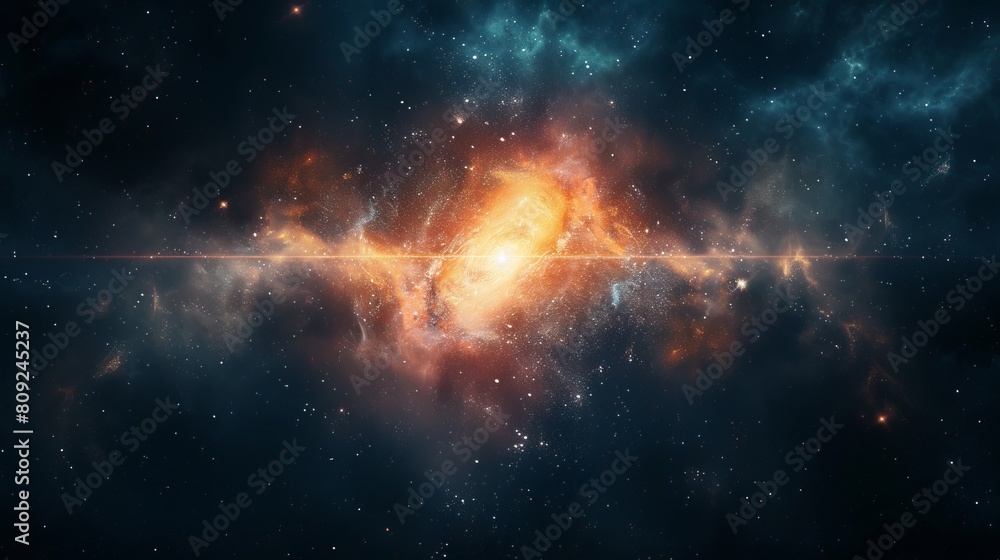 Quasar in deep space, asteroid day