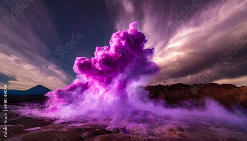 vibrant clouds of purple violet and magenta gas resemble a celestial ballet in the dark sky creating a stunning geological phenomenon