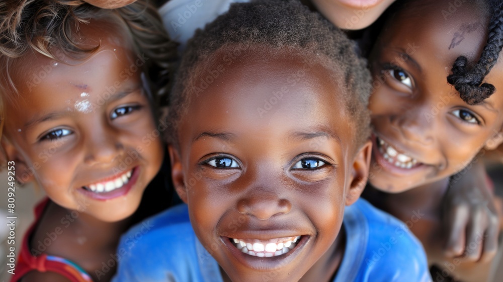 a group of children standing next to each other smiling a group of children standing next to each other smiling