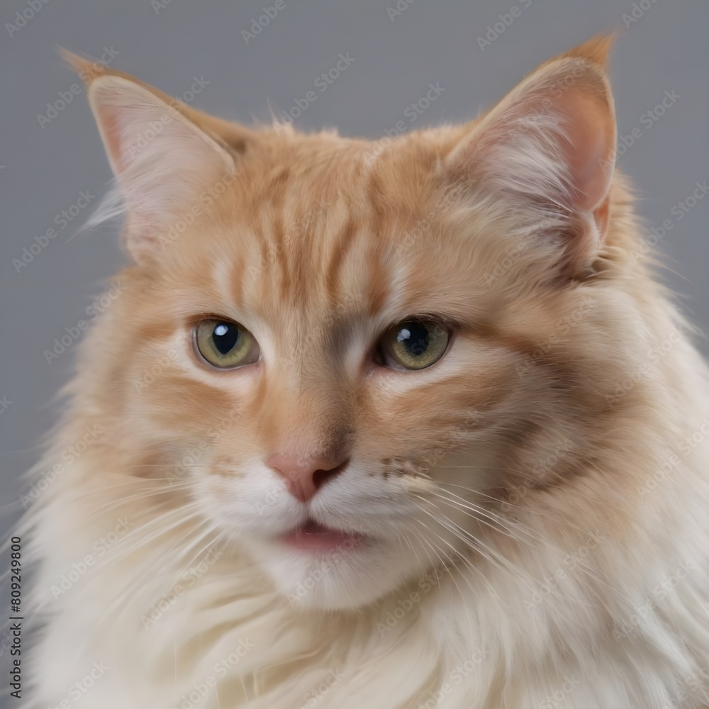 Majestic fluffy Cream-Colored Long-Haired Cat Posing Against a Neutral Background Majestic fluffy Cream-Colored Long-Haired Cat Posing Against a Neutral Background