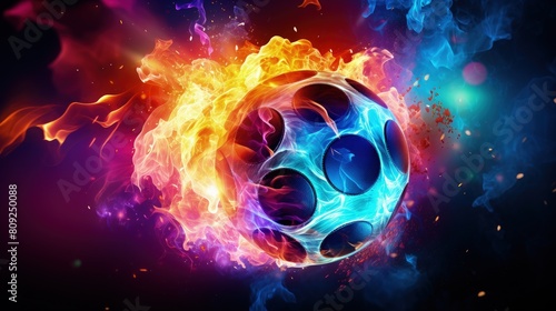 Dynamic Soccer Ball in Motion with Sparkling Lights