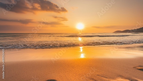 blur sun light with orange and yellow sunset beach texture background
