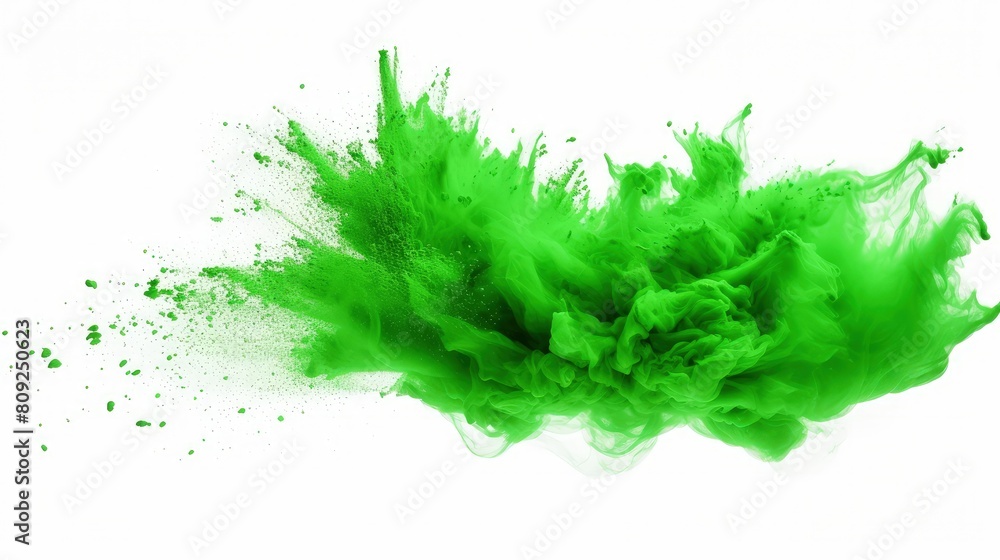 Vibrant Green Turmeric Splash in Motion on White Background Vibrant Green Turmeric Splash in Motion on White Background