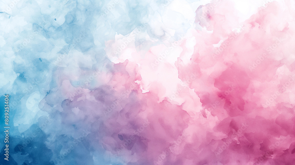 A painting of a pink and blue cloud with a blue and pink background