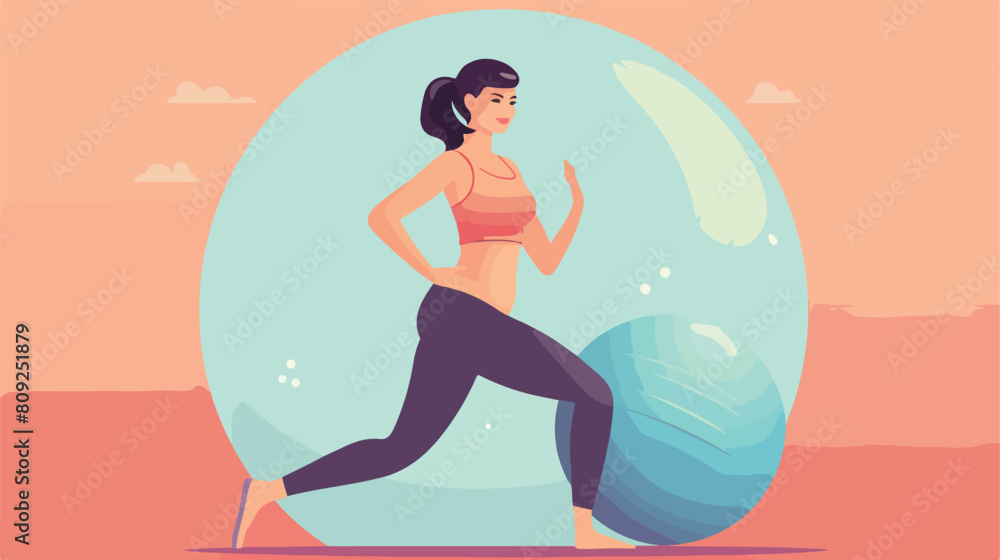 Pregnancy workout. Vector illustration of a pregnan