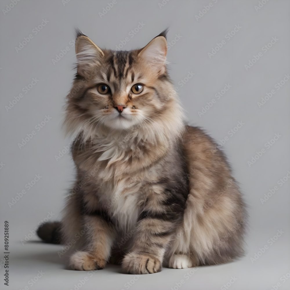 Majestic fluffy Cream-Colored Long-Haired Cat Posing Against a Neutral Background Majestic fluffy Cream-Colored Long-Haired Cat Posing Against a Neutral Background
