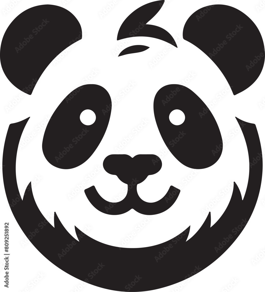 a black and white panda head with a black and white face. a black and white panda head with a black and white face.