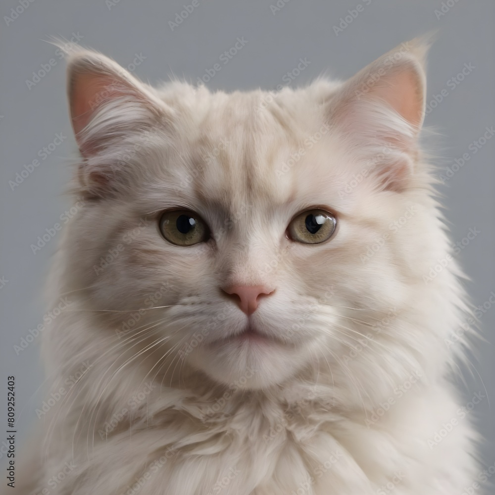 Majestic fluffy Cream-Colored Long-Haired Cat Posing Against a Neutral Background Majestic fluffy Cream-Colored Long-Haired Cat Posing Against a Neutral Background