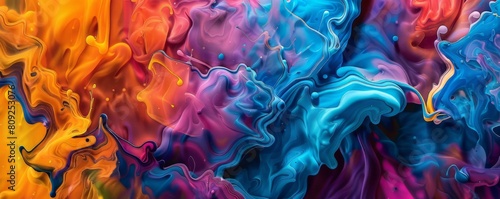Vibrant abstract fluid art in rainbow colors
