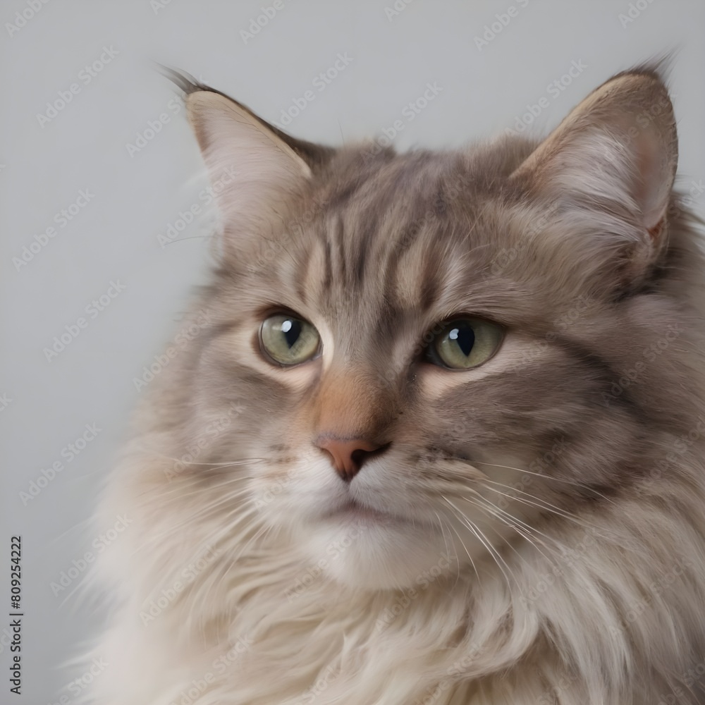 Majestic fluffy Cream-Colored Long-Haired Cat Posing Against a Neutral Background Majestic fluffy Cream-Colored Long-Haired Cat Posing Against a Neutral Background
