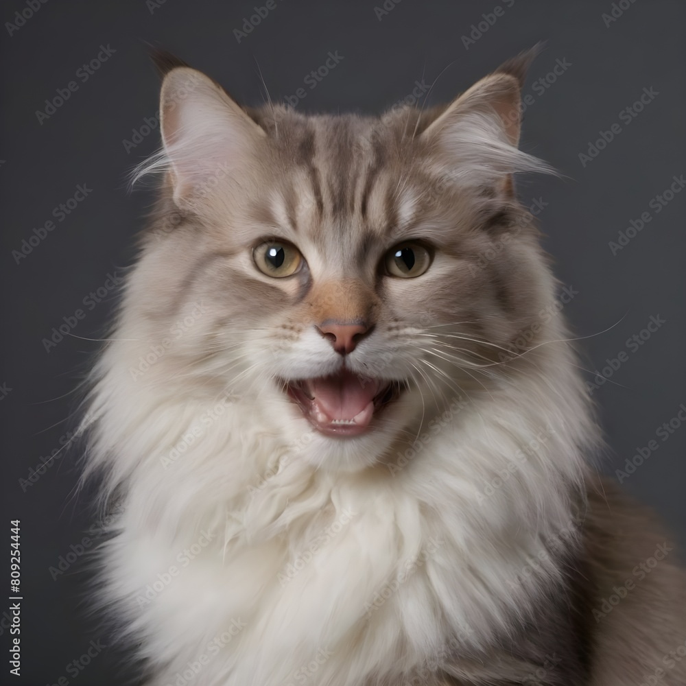 Majestic fluffy Cream-Colored Long-Haired Cat Posing Against a Neutral Background Majestic fluffy Cream-Colored Long-Haired Cat Posing Against a Neutral Background