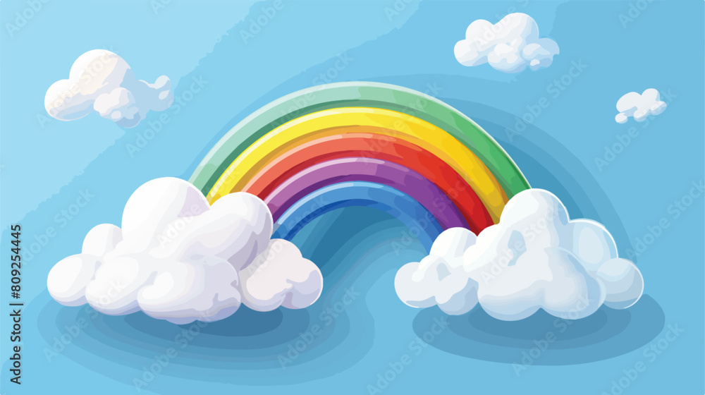 Rainbow in the clouds banner design. Summer object