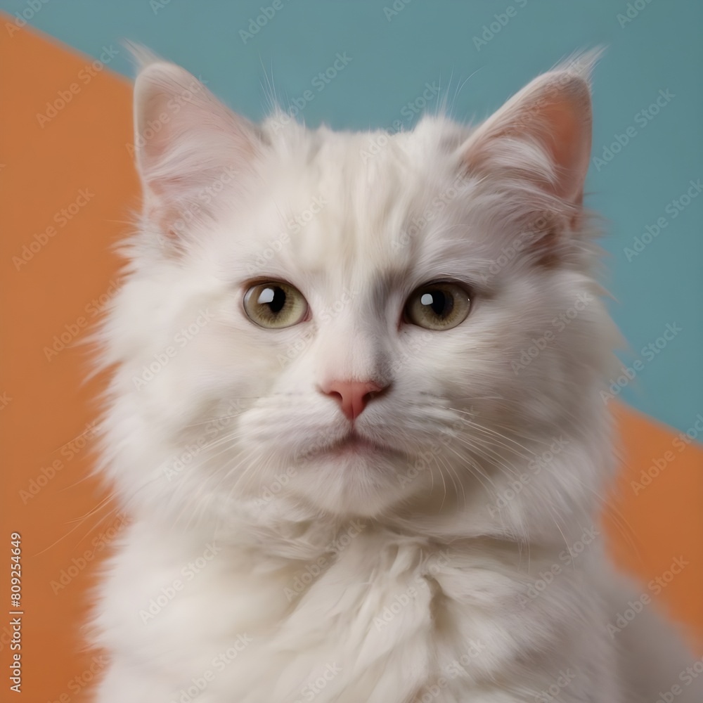 Fototapeta premium Majestic fluffy Cream-Colored Long-Haired Cat Posing Against a Neutral Background