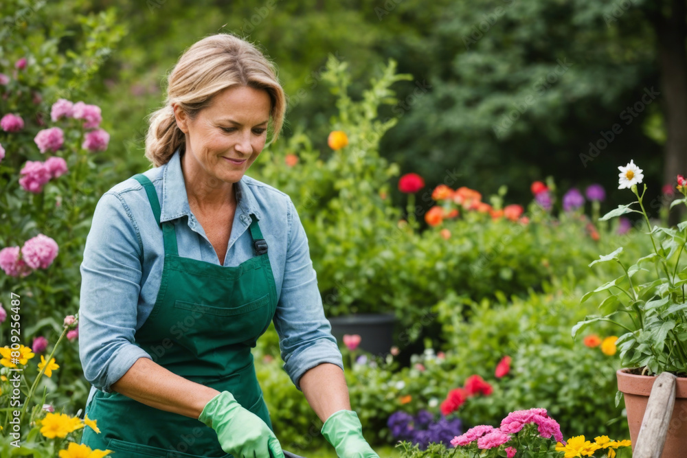 Attractive woman gardening stock photo Attractive woman gardening stock photo