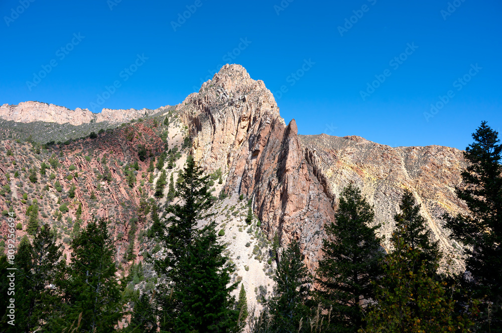 Mountain peak in the Sheep Creek National Geologic Area, northern Utah.
