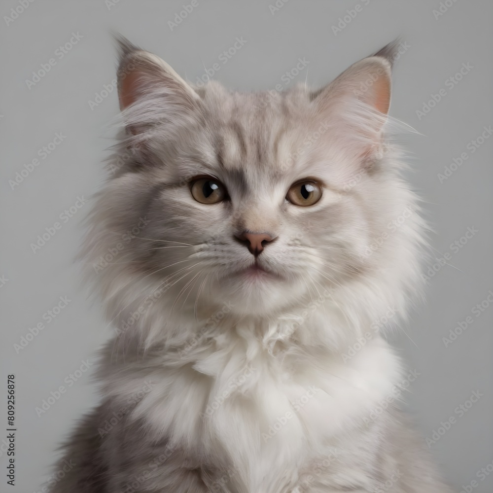 Majestic fluffy Cream-Colored Long-Haired Cat Posing Against a Neutral Background Majestic fluffy Cream-Colored Long-Haired Cat Posing Against a Neutral Background