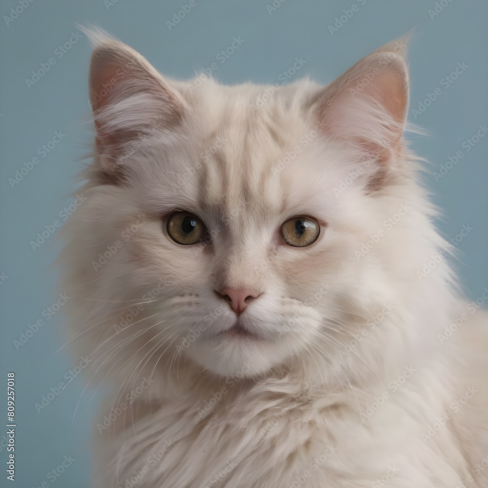 Majestic fluffy Cream-Colored Long-Haired Cat Posing Against a Neutral Background Majestic fluffy Cream-Colored Long-Haired Cat Posing Against a Neutral Background