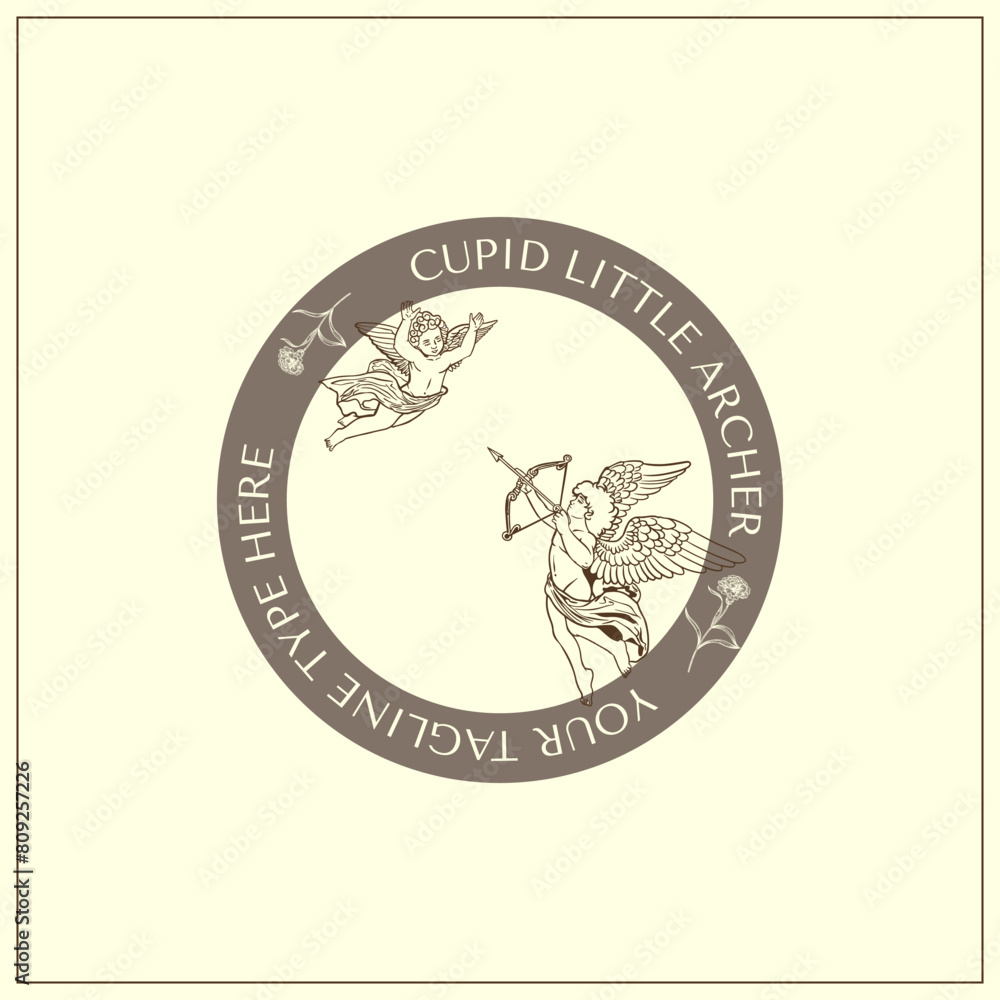 Vector Little Cupids Archer Illustration Logo Vector Little Cupids Archer Illustration Logo