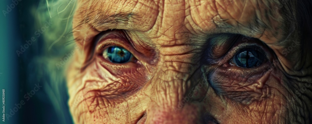 Close-up portrait of an elderly woman with deep blue eyes Close-up portrait of an elderly woman with deep blue eyes