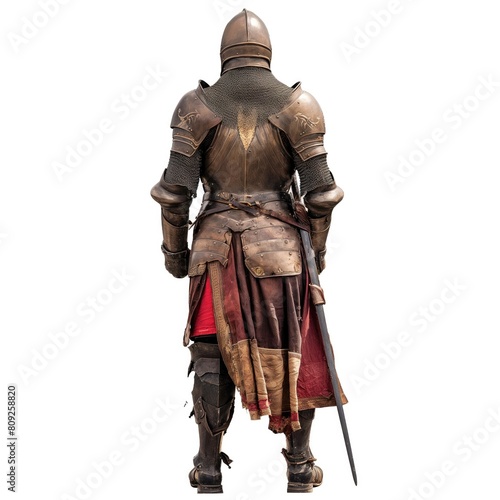 The Royal Knight stood with his back turned. isolated on white background.