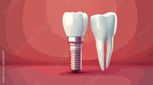 Realistic 3d vector illustration dental implant str