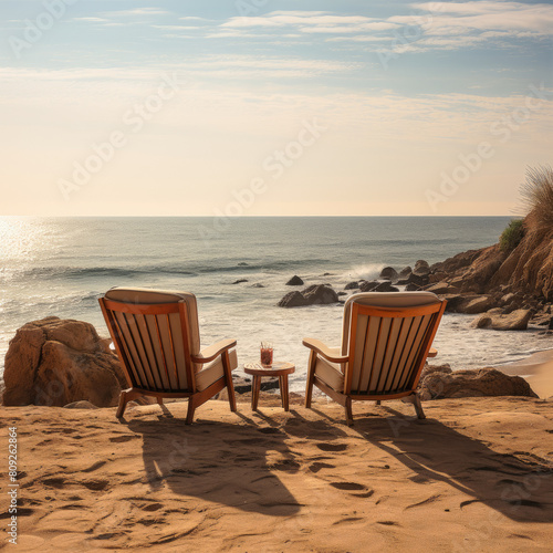 Seaside Relaxation  Soft light  Leading lines  Tranquility  Lounge chair