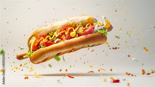 Obraz na płótnie hot dog with mustard and ketchup w salonie