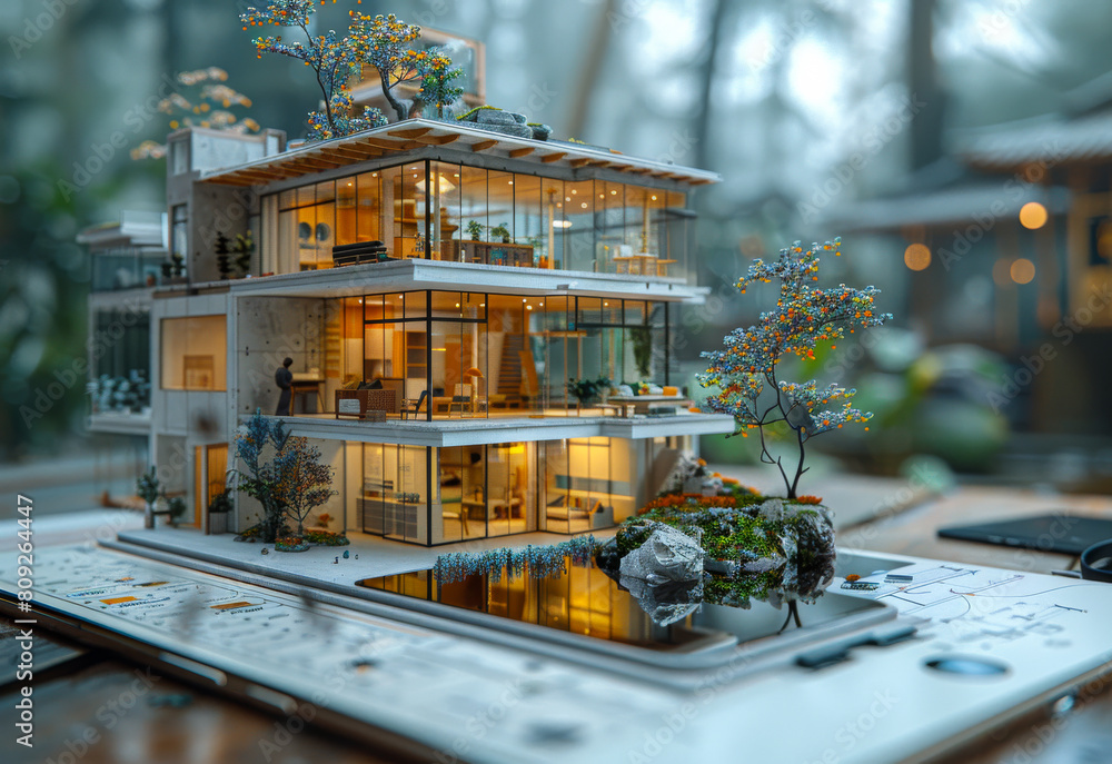 Model of wooden house. Construction concept Model of wooden house. Construction concept