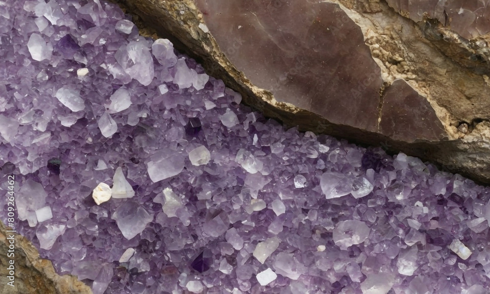 The texture of the amethyst in the image is rough yet sparkling, with jagged edges and multifaceted surfaces that catch the light.