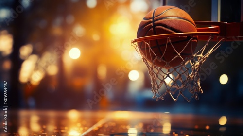Close Up of Basketball on Court