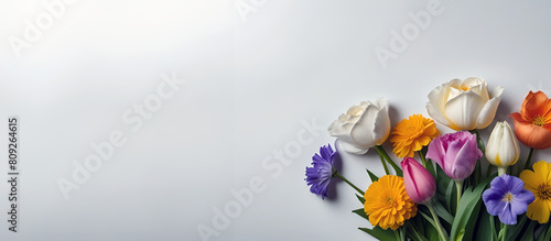 border of spring flowers on a white background,isolated