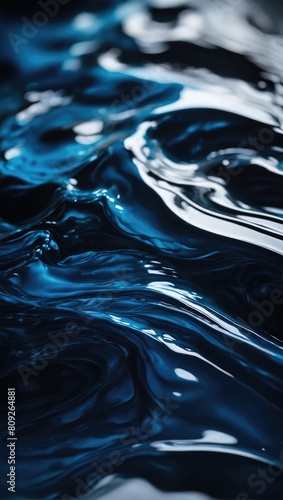 Blue abstract water top background. Vertical liquid wallpaper 