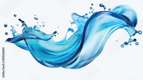 Rounded splash of pure blue water in realistic styl photo