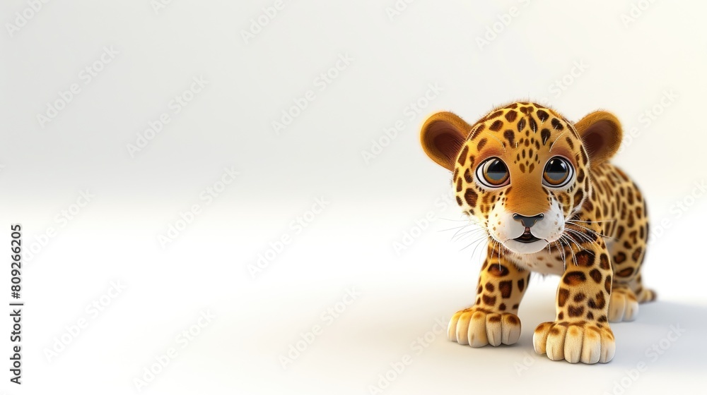 3D cartoon leopard on a white background 3D cartoon leopard on a white background