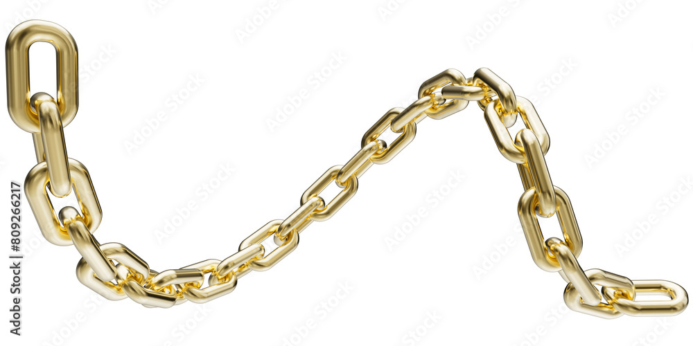 Golden chain isolated on a transparent background. 3D render of yellow metal chain. Golden chain isolated on a transparent background. 3D render of yellow metal chain.