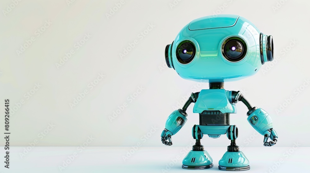3D cartoon robot on a white background 3D cartoon robot on a white background