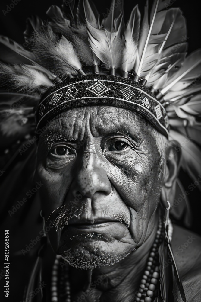 Fototapeta premium a close-up portrait of an indigenous man. selective focus