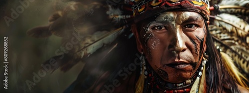 a close-up portrait of an indigenous man. selective focus photo