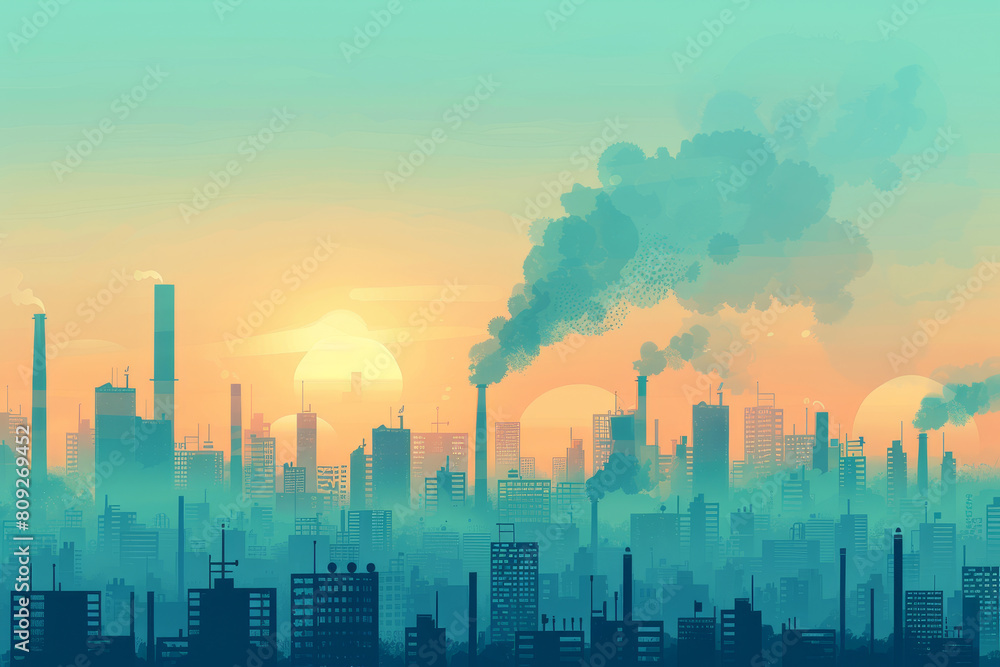 Fototapeta premium A city skyline with a large moon in the background